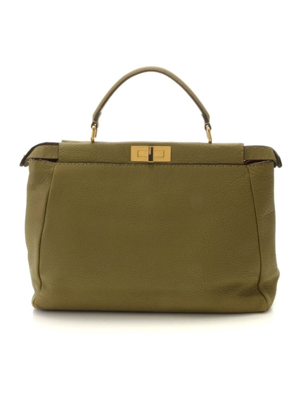 Fendi Peekaboo Large Khaki Leather Handbag